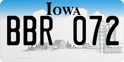 IA license plate BBR072