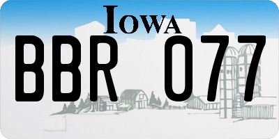 IA license plate BBR077