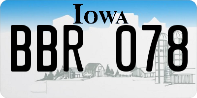 IA license plate BBR078