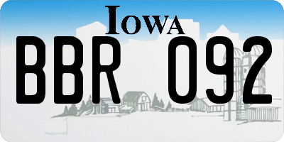 IA license plate BBR092
