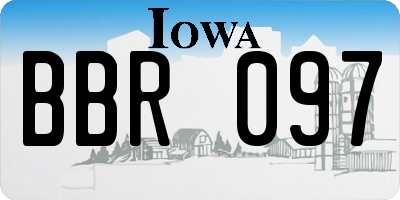 IA license plate BBR097