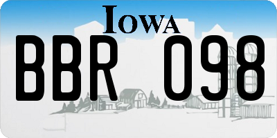 IA license plate BBR098