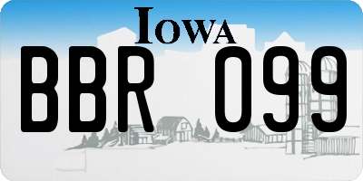 IA license plate BBR099