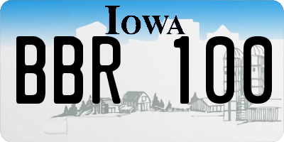 IA license plate BBR100