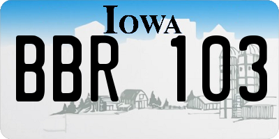 IA license plate BBR103