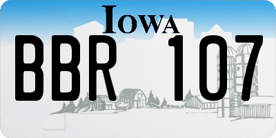 IA license plate BBR107