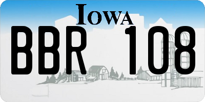 IA license plate BBR108