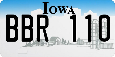 IA license plate BBR110