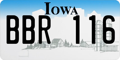 IA license plate BBR116