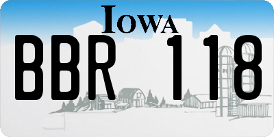 IA license plate BBR118