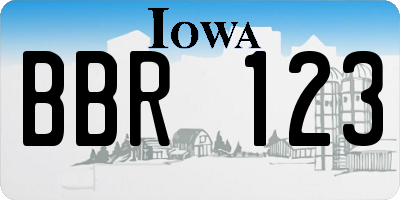 IA license plate BBR123