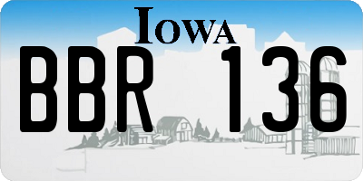 IA license plate BBR136