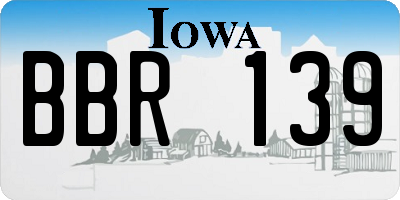 IA license plate BBR139