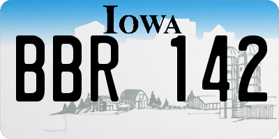 IA license plate BBR142