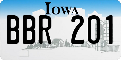 IA license plate BBR201