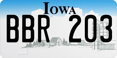 IA license plate BBR203