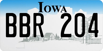 IA license plate BBR204