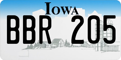 IA license plate BBR205