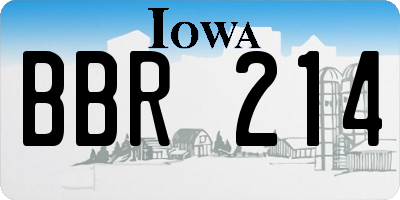 IA license plate BBR214