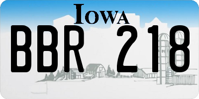 IA license plate BBR218