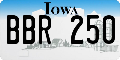 IA license plate BBR250