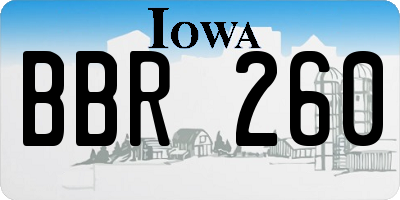 IA license plate BBR260