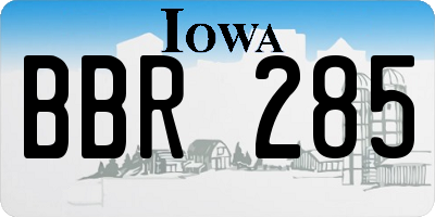 IA license plate BBR285