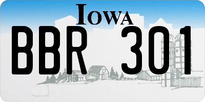IA license plate BBR301