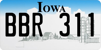 IA license plate BBR311