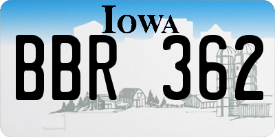 IA license plate BBR362