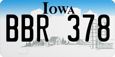IA license plate BBR378