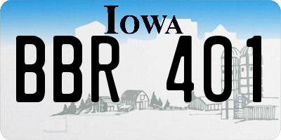 IA license plate BBR401