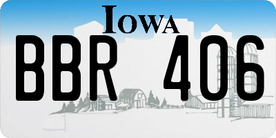 IA license plate BBR406