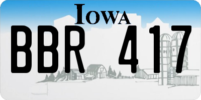 IA license plate BBR417