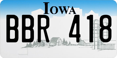 IA license plate BBR418