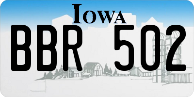 IA license plate BBR502