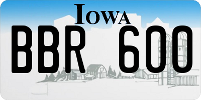 IA license plate BBR600