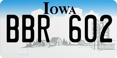 IA license plate BBR602