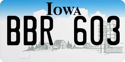 IA license plate BBR603