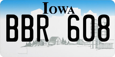 IA license plate BBR608