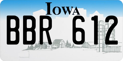 IA license plate BBR612