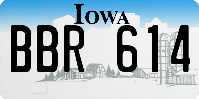 IA license plate BBR614