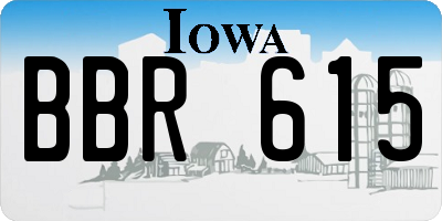 IA license plate BBR615