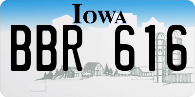 IA license plate BBR616