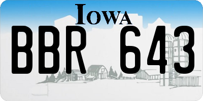 IA license plate BBR643