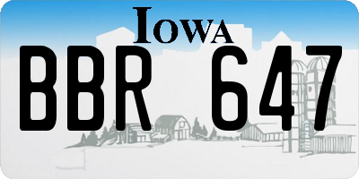 IA license plate BBR647