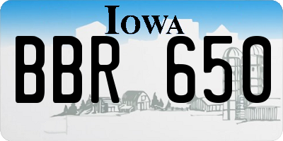 IA license plate BBR650