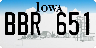 IA license plate BBR651