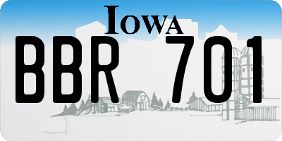 IA license plate BBR701