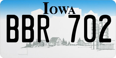 IA license plate BBR702